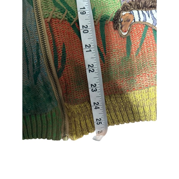 Vintage Crystal Handwoven Art to wear jungle Sweater Jacket Size S Sun Lion - Picture 7 of 7